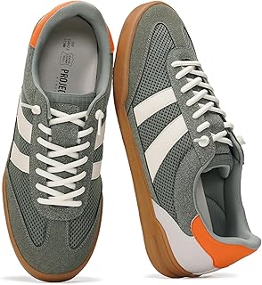 Sneakers for Men - 100% Genuine Leather Mens Casual Shoes Memory Foam Insole Mens Sneakers - Non Slip Outsole Dress Sneakers Men (HIS VERDY)