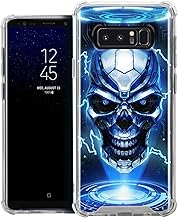 CasesOnDeck Fitted Case Compatible with [Samsung Galaxy Note 8][MAX Clarity] Shock Absorption Bumper Cover Soft TPU Bumper Edges(Blue Future Skull)