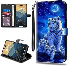 RYUITHDJP for Samsung Galaxy S25 Wallet Phone Case with Card Holder,RFID Blocking PU Leather Case for Women,Shockproof Flip Cover for Samsung Galaxy S25,Tiger Moon Pattern