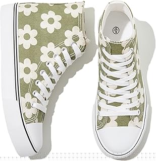 Women's High Top Canvas Sneakers Canvas Shoes Lace up White Black Sneakers Casual Walking Shoes