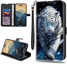 RYUITHDJP for Samsung Galaxy S25 Wallet Phone Case with Card Holder,RFID Blocking PU Leather Case for Women,Shockproof Flip Cover for Samsung Galaxy S25,White Tiger Design
