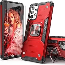 for Galaxy A52 5G Case with Screen Protector,Shockproof Drop Test Cover with Car Mount Kickstand Lightweight Protective Cover for Galaxy A52 5G,Red