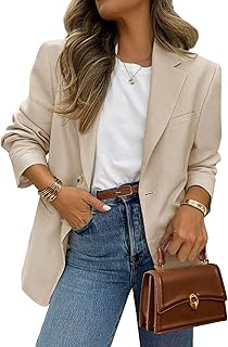 2026 Blazers for Women Business Casual Long Sleeve Lapel Open Front Suit Jacket Work Blazer with Pockets
