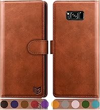 for Samsung Galaxy S8 5.8"(NON S8+ 6.2") with RFID Blocking Leather Wallet case Credit Card Holder, Flip Folio Book Phone case Shockproof Cover Women Men for Samsung S8 case Wallet Light Brown