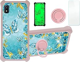 jioeuinly Galaxy A10e Case Compatible with Samsung Galaxy A10e Phone Case Cover [with Tempered Glass Screen Protector][Hard PC + TPU][Gold Glitter+Luminous] JSF-YHD
