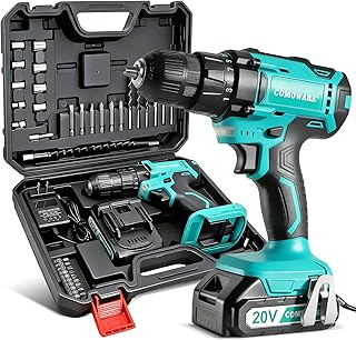 20V Cordless Drill, Electric Power Drill Set with 1 Battery & Charger, 3/8" Keyless Chuck, 2 Variable Speed, 266 In-lb Torque, 25+1 Position and 34pcs Power/Driver Bits