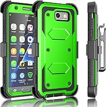 J3 Emerge / J3 Prime Case, for Samsung Galaxy J3 Mission / J3 Eclipse/Express Prime 2/ Amp Prime 2/ J3 Luna Pro Holster Clip, Tekcoo [Tshell Green] Locking Belt [Built-in Screen] Kickstand Cover