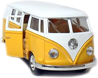 1962 Volkswagen Classic Bus Yellow 1:32 Scale 5 Inch Die Cast Metal Model Toy Van, Pullback Acation