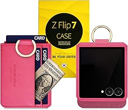 [BeYourSanta] Galaxy Z Flip 7 Case with Ring - Avant-Garde Handmade Saffiano Vegan Leather Case, Anti-Scratch Hinge Protection, Made in Korea (3 Pockets, Coral Red)