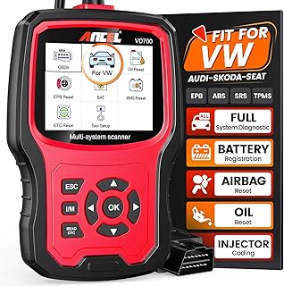 VD700 OBD2 Diagnostic Code Reader Scan Tool Fit for Volkswagen Audi VW Skoda Seat, All Functions OBD11 Scanner for VAG Vehicles with Battery Registration EPB Reset (Upgraded VD500)