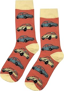 VW Beetle Dress Socks Funny Novelty Crazy Fun Design Men Size 8-12 Cotton Casual Crew Colorful Funky Fancy Socks Gift for Men