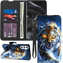 for Samsung Galaxy S25 Case Wallet with Screen Protector, Stand PU Leather Flip Folio Cover with Card Holder, Full-Body Protection Phone Case for Samsung S25 6.2", Tiger