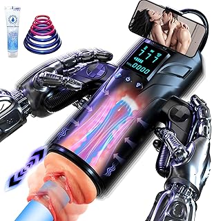 Male Masturbator Sex Toys for Men - Adult Toys Male Stroker Mens Sex Toy with 7 Sucking & 7 Thrusting & 7 Vibrating, Automatic Masturbators with Phone Holder & LED, Blowjob Sex Machine Pocket Pussy