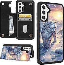 for Samsung Galaxy S25 5G Wallet Case with Card Holder Tiger PU Leather RFID Blocking Magnetic Clasp Credit Slots Flip Kickstand Shockproof Protective Phone Cover for Women Men 6.2" 2025