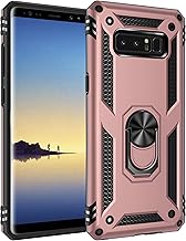 Military Grade Drop Impact for Samsung Galaxy Note 8 Case 360 Metal Rotating Ring Kickstand Holder Built-in Magnetic Car Mount Armor Shockproof for Galaxy Note 8 Phone Case (Rose Gold)