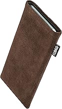 fitBAG Classic Brown Custom Tailored Sleeve for Samsung Galaxy Grand Neo. Genuine Alcantara Pouch with Integrated Microfibre Lining for Display Cleaning