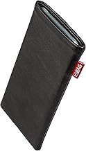 fitBAG Beat Black Custom Tailored Sleeve for Samsung Galaxy Grand Neo Plus. Fine Nappa Leather Pouch with Integrated Microfibre Lining for Display Cleaning