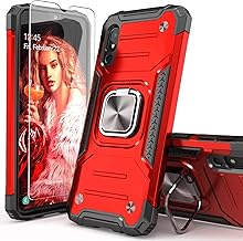 for Galaxy A10E Case with Screen Protector,Shockproof Drop Test Cover with Car Mount Kickstand Lightweight Protective Cover for Galaxy A10E,Red