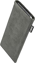 fitBAG Classic Gray Custom Tailored Sleeve for Samsung Galaxy Grand Neo Plus. Genuine Alcantara Pouch with Integrated Microfibre Lining for Display Cleaning