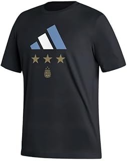 Men's Soccer Argentina 2022 World Cup Champions 3-Star Tee (as1, Alpha, m, Regular, Regular, Black)