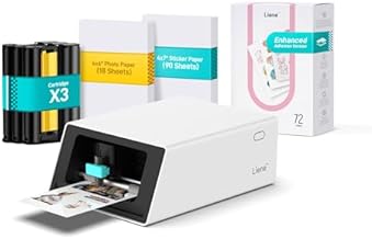 Liene PixCut S1 Photo Sticker Printer Creator Plus Pack - All-in-One Sticker Maker Machine for DIY Crafts, Custom Labels & Gifts, Thermal Dye-Sublimation, 300 DPI Prints, Precise AI Auto-Cutting
