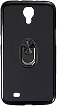 Flexible Case + Ring Holder Compatible with Samsung Galaxy Mega 6.3 I9200 Phone Shockproof Cover & Magnetic Mecha Style Finger Grip Kickstand (Black+BlackRing)