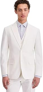 Mens Modern fit Suit Jacket Blazer 38 S White Solid Stretch