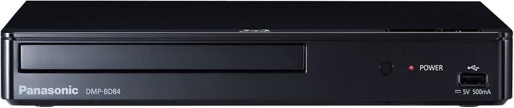 Blu-Ray Player with Full HD Picture Quality and Hi-Res Dolby Digital Sound, DMP-BD84P-K Blu Ray DVD Player, Black