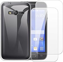 Case with 2 Pack Screen Protector Combo Compatible with Samsung Galaxy Ace 4, Shockproof Cover and Tempered Glass Set for Full Body Safety(Clear)