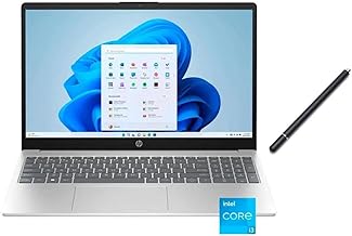 15.6" HD Touch Screen Laptop | Intel Core i3-1215U (6 Cores, 8 Threads) | Intel UHD Graphics | Silver | 8GB RAM | 256GB SSD | Windows 11 S | Bundle with Stylus Pen