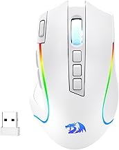 M612 PRO RGB Gaming Mouse, 8000 DPI Wired/Wireless Optical Mouse with 9 Programmable Buttons & 6 Backlit Modes, BT & 2.4G Wireless, Software Supports, White