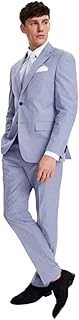 Mens Modern fit Suit Jacket Blazer 42 R Light Blue Solid Stretch