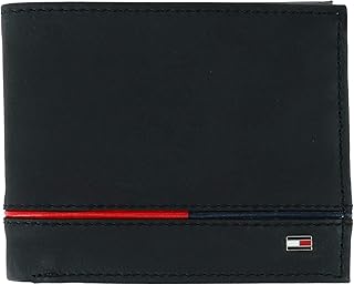 Men's Leather Leif RFID Bifold Wallet with Flip ID, Black