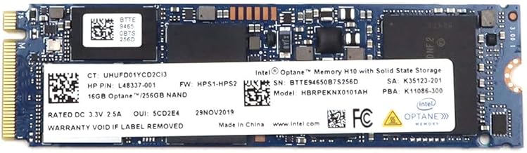 HBRPEKNX0101AH 16GB Optane 256GB NAND M.2 2280 PCI-Express 3.0 x4 NVMe Intel Optane Memory with Solid State Drive L48337-001 Compatible Replacement Spare Part for Intel Compatible and All Systems