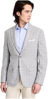 Mens Modern fit Sport Coat Blazer 38 R Light Grey Plaid Stretch