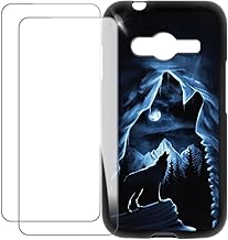 Compatible with Samsung Galaxy Ace 4 Case Colorful Custom Cover with 2 Pack Tempered Glass Screen Protectors - Shockproof Scratch-Resistant (Wolf 2)