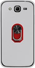 Flexible Case + Ring Holder Compatible with Samsung Galaxy Mega 5.8 I9150 Phone Shockproof Cover & Magnetic Mecha Style Finger Grip Kickstand (White+RedRing)