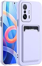for Xiaomi Mi 11T Case, Xiaomi 11T Pro Case with Minimalist Credit Card Holder Slot TPU Soft TPU Silicone Scratch-Resistant Slim Card Slot Wallet Case Protective Cover for Xiaomi 11T Pro/Mi 11T-Purple