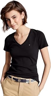 Women Short Sleeve V-Neck Solid Cotton Tee