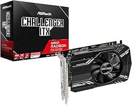 AMD Radeon RX 6400 Challenger ITX 4GB GDDR6 0dB Silent Cooling 16 Gbps Graphics Card 8K 64bit 7680 x 4320 HDMI DisplayPort PCI Express 4.0