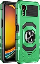 Compatible with Samsung Galaxy XCover 7 Case with Tempered Glass Screen Protector, Full-Body Protective, Magnetic Car Ring Holder Durable Cover Case (Green)