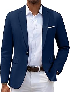 Men's Slim Fit Casual Blazers Lightweight Sport Coats One Button Suit Jackets