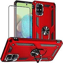 Samsung A71 5G Case, A71 5G Phone Case with Screen Protector, Military Grade Protective Cases with Ring for Samsung Galaxy A71 5G (Red)