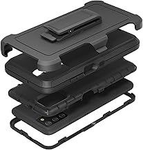 Compatible with Samsung Galaxy A02s Case,with Screen Protectors,Heavy Duty Rugged Shockproof Full Body Protection Kickstand Case with Belt Clip Holster for Samsung Galaxy A02s (Black)