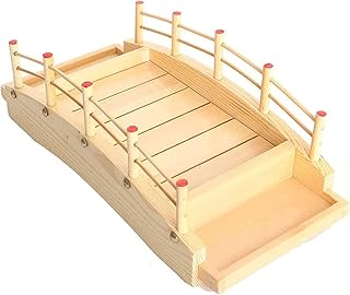 BOLLAER Arch Bridge Sushi Boat, Sushi Tray Sushi Bridge Arched Bottom Sushi Sashimi Container Wooden Arched Bridge Sushi Plate Serving Boat Plate for Restaurant or Home