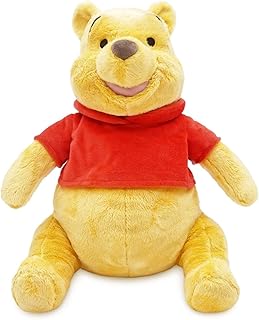 Official Pooh Medium Soft Toy for Kids, Cuddly Character with Fuzzy Texture and Embroidered Details, Red T-Shirt, Disney Plushy Suitable for All Ages