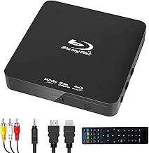 Didar Blu Ray DVD Player, Ultra Mini 1080P Blue Ray Disc Player Home Theater Play All DVDs and Region A 1 Blu-Rays, Support Max 128G USB Flash Drive + HDMI/AV Output + Built-in PAL/NTSC with Cables