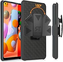 Designed for Samsung Galaxy A11 Case with Belt Clip Holster - Kickstand Cover Phone Case - Black
