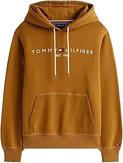 Men's Iconic Fleece Embroidered Tommy Logo Pullover Hoodie Sweatshirt Collection 2024, Medium, Black
