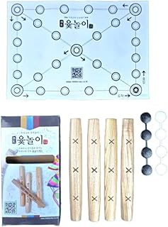 Korean YUT Nori Traditional Folk Board Game – Wooden Stick Game with Tokens and Board, Family Cultural Playset, Educational Heritage Gift, Made in Korea, 3.7 x 6.9 in, English Instruction Included